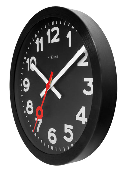 🚂 NeXtime Station All Black Wandklok 35cm