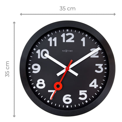 🚂 NeXtime Station All Black Wandklok 35cm