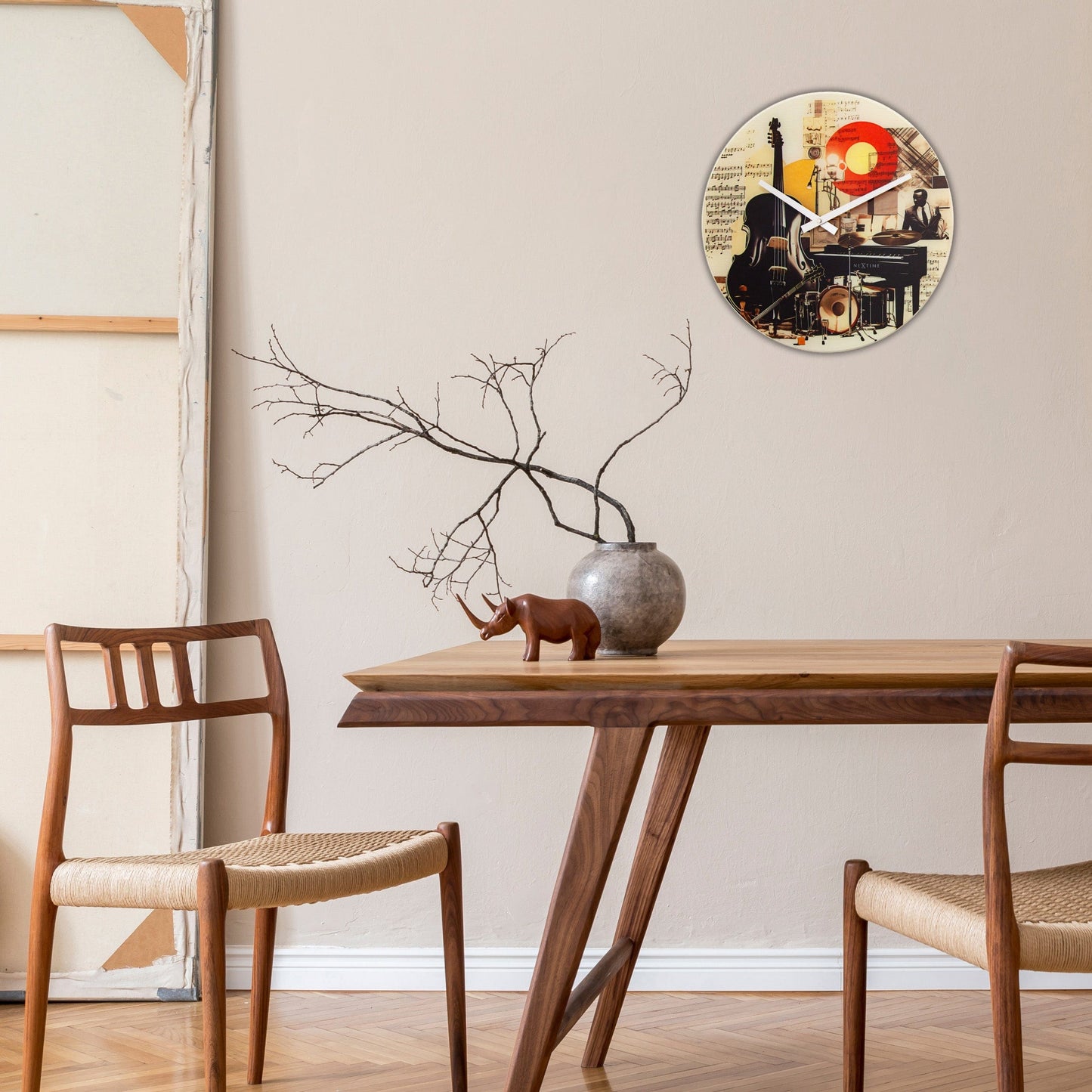 🎵 NeXtime Blues Wandklok 43cm - Multicolour Glas Design