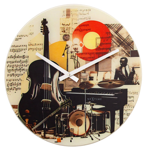 🎵 NeXtime Blues Wandklok 43cm - Multicolour Glas Design