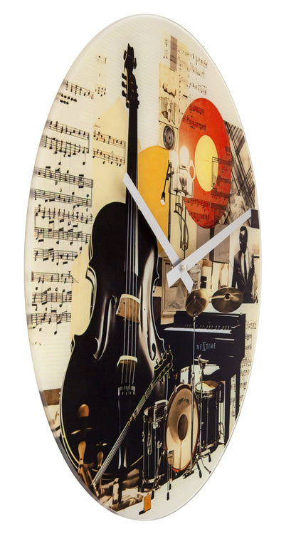 🎵 NeXtime Blues Wandklok 43cm - Multicolour Glas Design