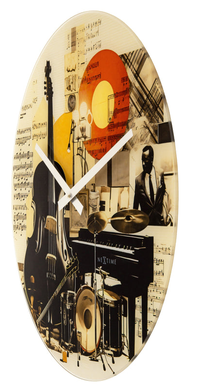 🎵 NeXtime Blues Wandklok 43cm - Multicolour Glas Design