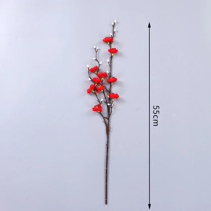 🌸 Kunstmatige Witte Pruimenbloesem 55cm - Chinese Stijl Winterzoete Decoratie