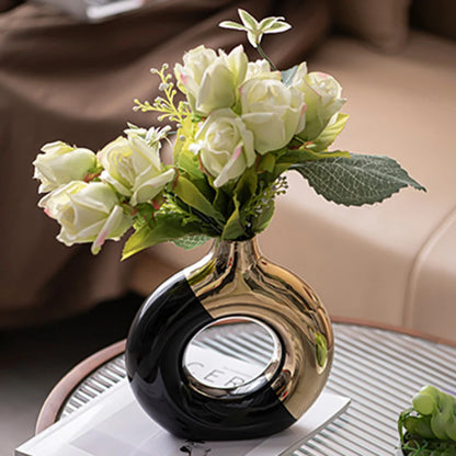 ✨ Luxe Keramische Bloemenvaas Goud - Scandinavische Plantenpot voor Woonkamer & Eettafel