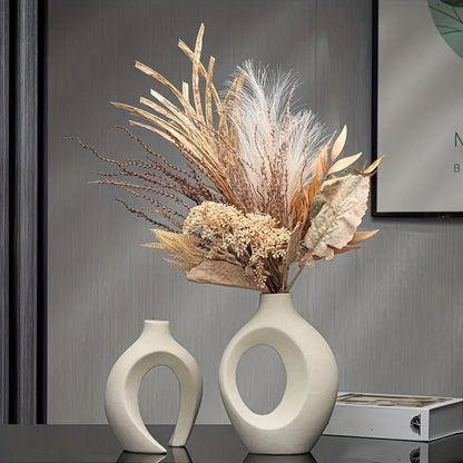 🏺 Scandinavische Keramische Vazen Set - Moderne Boho Woondecoratie (Set van 2)