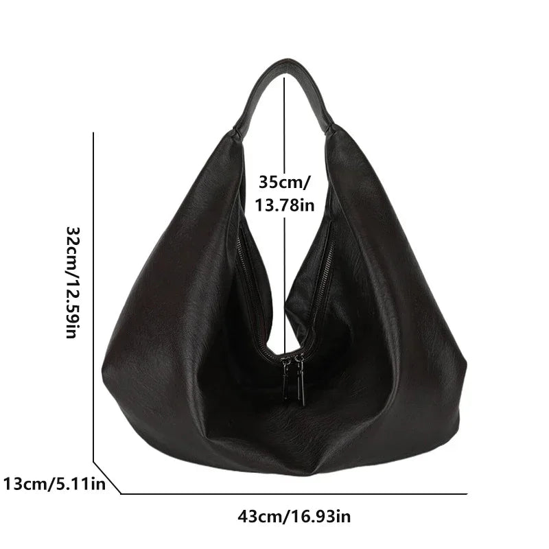 👜 Grote Zwarte Hobo Schoudertas - Luxe Shopper van Zacht Leer voor Dames