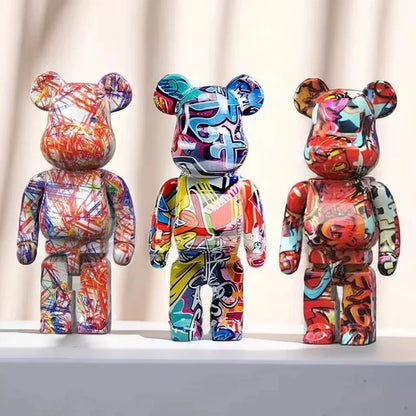 🐻 Graffiti Beer Beeldje 27cm - Moderne Spaarpot & Decoratie voor Stoer Interieur