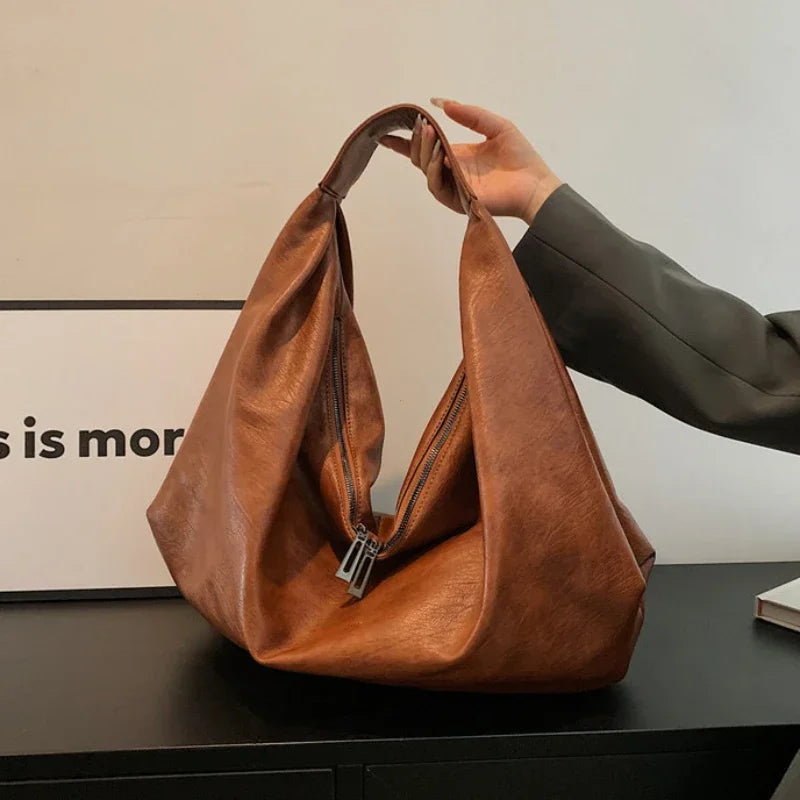 👜 Grote Zwarte Hobo Schoudertas - Luxe Shopper van Zacht Leer voor Dames