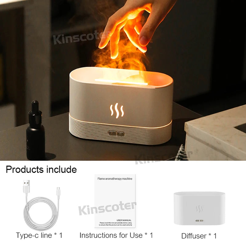 🔥 Vlam Aroma Diffuser - Ultrasone Luchtbevochtiger met LED Vlameffect