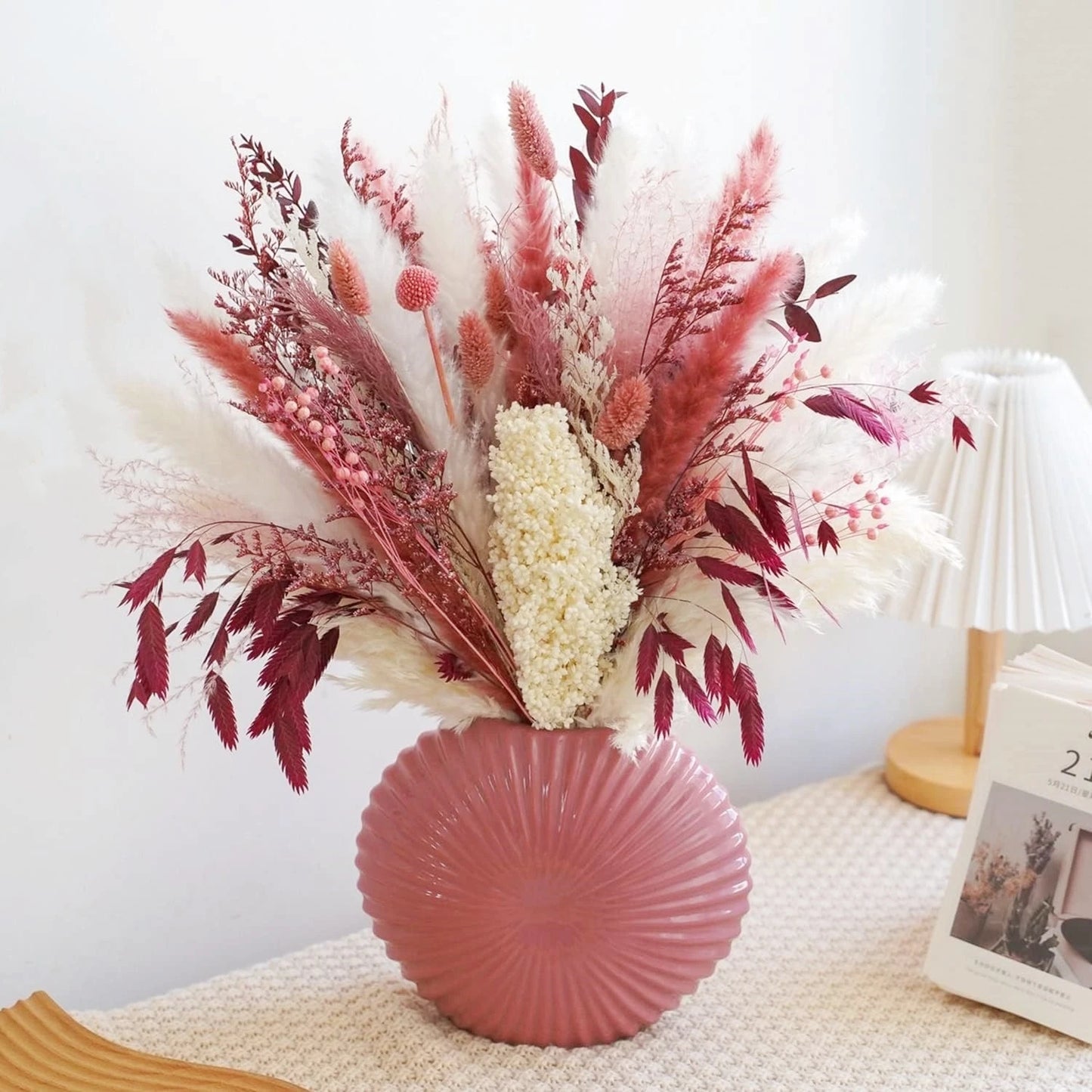 🌾 Kunstmatig Pampasgras Boeket - Boho Gedroogd Gras voor Lente, Zomer & Pasen Decoratie