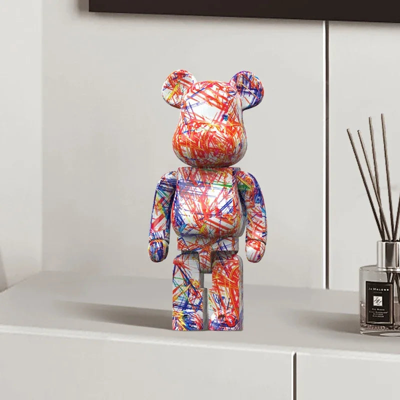 🐻 Graffiti Beer Beeldje 27cm - Moderne Spaarpot & Decoratie voor Stoer Interieur