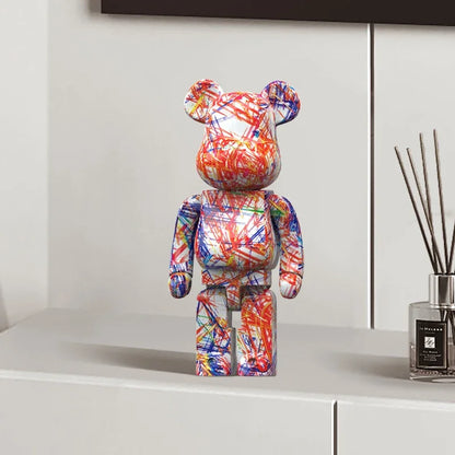 🐻 Graffiti Beer Beeldje 27cm - Moderne Spaarpot & Decoratie voor Stoer Interieur