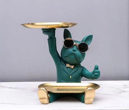 🐕 Franse Bulldog Dienblad Standbeeld - Stijlvolle Opbergdecoratie Modern Interieur