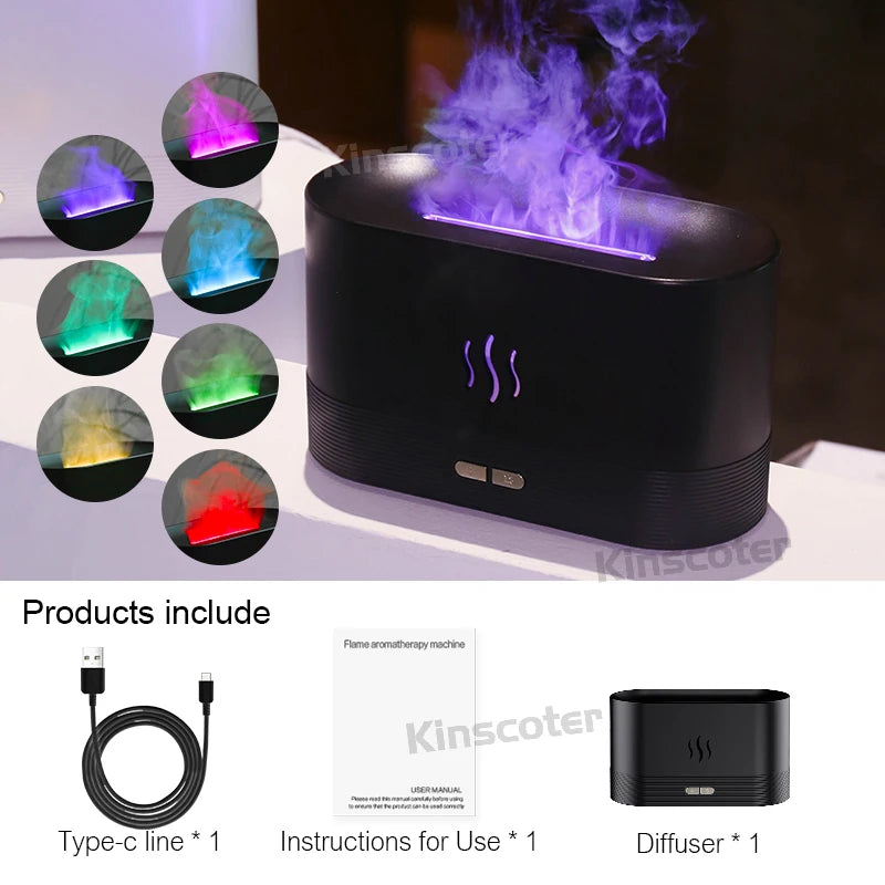 🔥 Vlam Aroma Diffuser - Ultrasone Luchtbevochtiger met LED Vlameffect