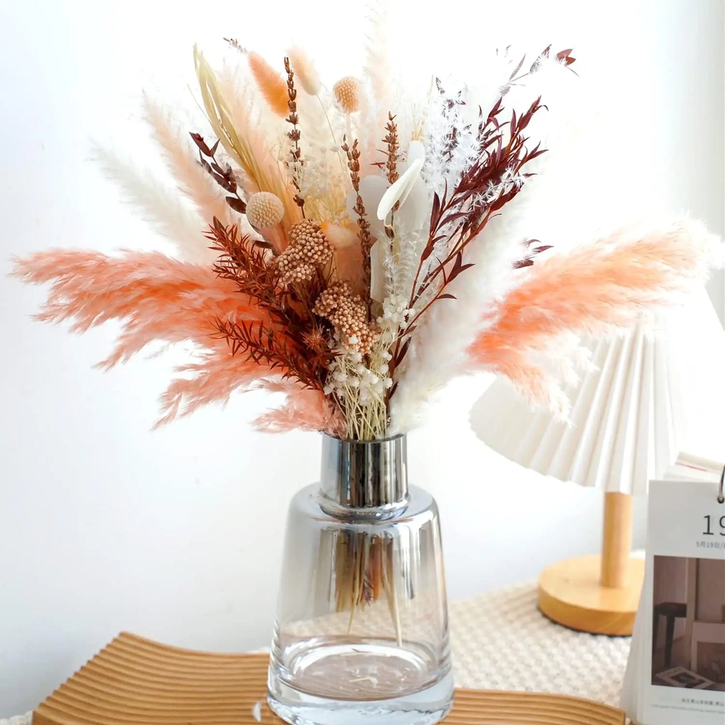 🌾 Kunstmatig Pampasgras Boeket - Boho Gedroogd Gras voor Lente, Zomer & Pasen Decoratie