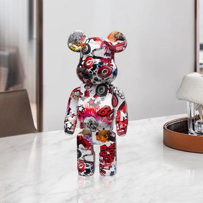 🐻 Graffiti Beer Beeldje 27cm - Moderne Spaarpot & Decoratie voor Stoer Interieur