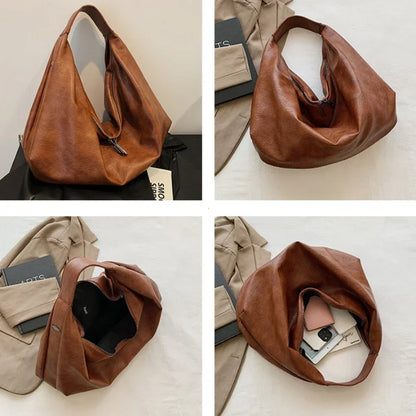 👜 Grote Zwarte Hobo Schoudertas - Luxe Shopper van Zacht Leer voor Dames