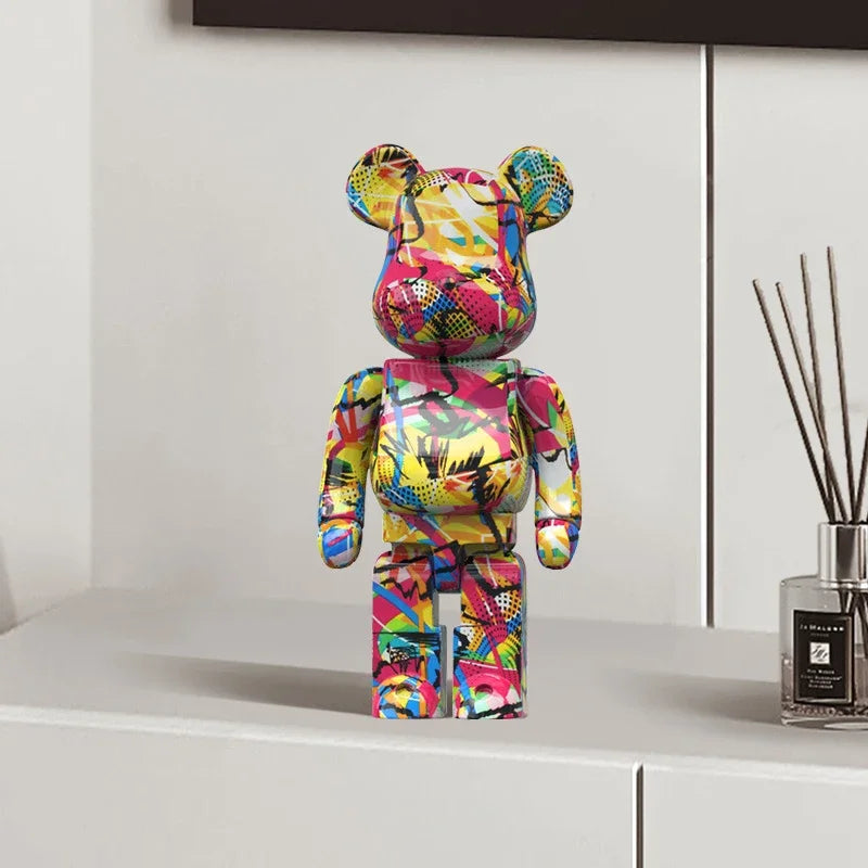 🐻 Graffiti Beer Beeldje 27cm - Moderne Spaarpot & Decoratie voor Stoer Interieur