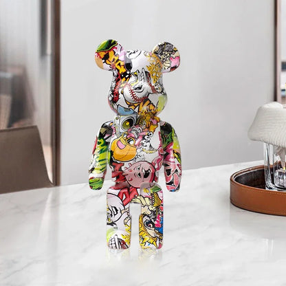 🐻 Graffiti Beer Beeldje 27cm - Moderne Spaarpot & Decoratie voor Stoer Interieur