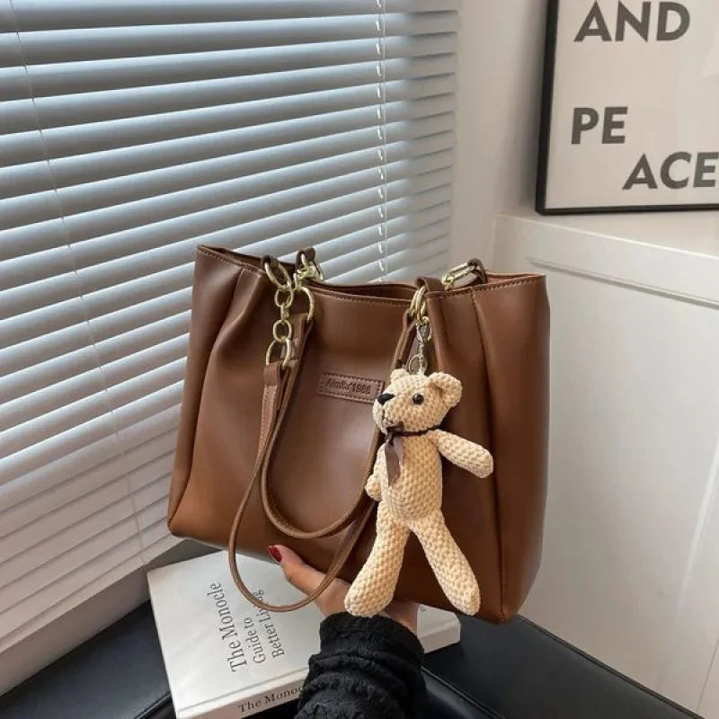 🐻 Trendy Bear Schoudertas - Stijlvolle Herfst/Winter Handtas met Grote Capaciteit