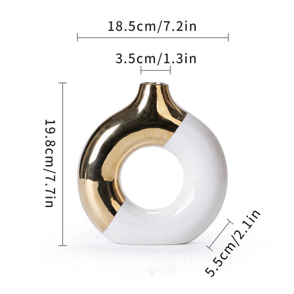 ✨ Luxe Keramische Bloemenvaas Goud - Scandinavische Plantenpot voor Woonkamer & Eettafel