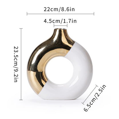 ✨ Luxe Keramische Bloemenvaas Goud - Scandinavische Plantenpot voor Woonkamer & Eettafel
