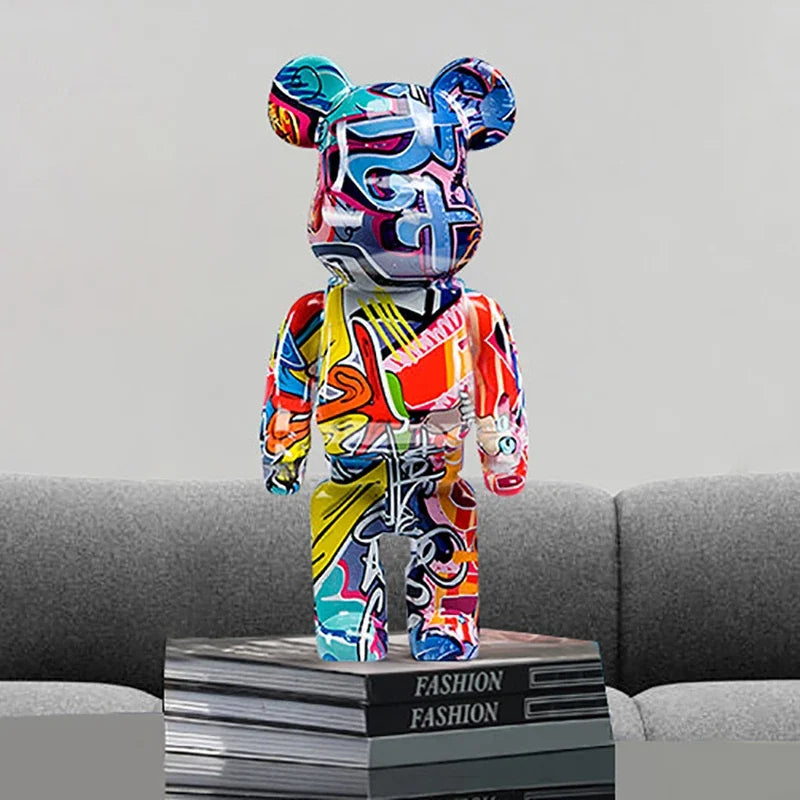 🐻 Graffiti Beer Beeldje 27cm - Moderne Spaarpot & Decoratie voor Stoer Interieur