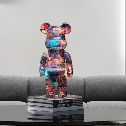 🐻 Graffiti Beer Beeldje 27cm - Moderne Spaarpot & Decoratie voor Stoer Interieur