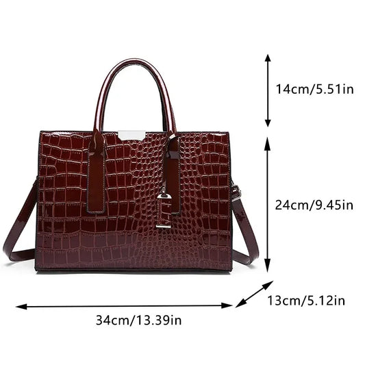 👜 Luxe Vintage Dameshandtas 34cm - Elegante Krokodillenpatroon Schoudertas