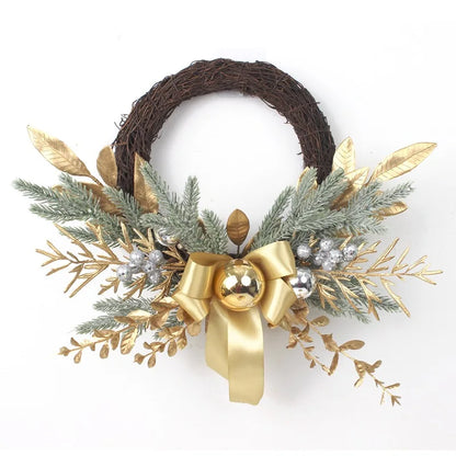 🎄 Luxe Kerstkrans Goud - Kunstmatige Bloemen & Dennenappels voor Voordeur Binnen & Buiten