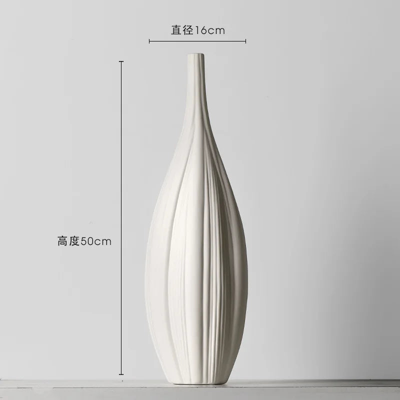 🏺 Witte Keramische Vazen Chinese Stijl - Elegante Decoratieve Beeldjes voor Kunstbloemen