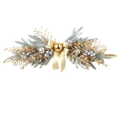 🎄 Luxe Kerstkrans Goud - Kunstmatige Bloemen & Dennenappels voor Voordeur Binnen & Buiten