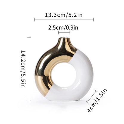 ✨ Luxe Keramische Bloemenvaas Goud - Scandinavische Plantenpot voor Woonkamer & Eettafel