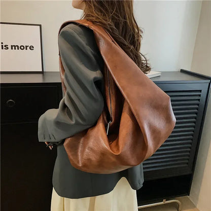 👜 Grote Zwarte Hobo Schoudertas - Luxe Shopper van Zacht Leer voor Dames