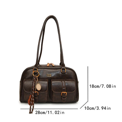 👜 Retro Schoudertas Meerdere Zakken - Vintage Onderarmtas met Hanger