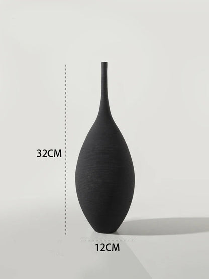 🏺 Minimalistische Zen Vaas Zwart-Wit - Handgemaakte Keramische Kunst Decoratie