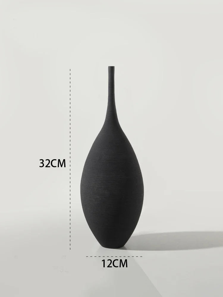 🏺 Minimalistische Zen Vaas Zwart-Wit - Handgemaakte Keramische Kunst Decoratie