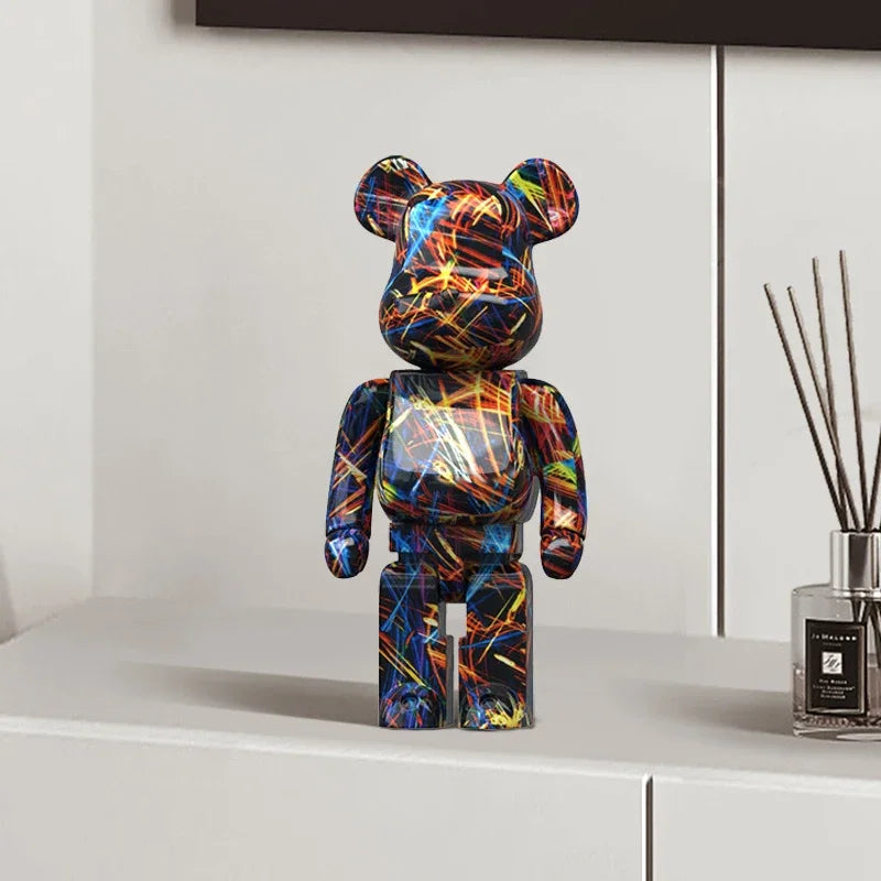 🐻 Graffiti Beer Beeldje 27cm - Moderne Spaarpot & Decoratie voor Stoer Interieur