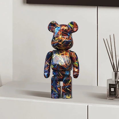 🐻 Graffiti Beer Beeldje 27cm - Moderne Spaarpot & Decoratie voor Stoer Interieur