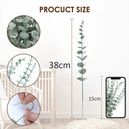 🌿 Kunstmatige Eucalyptus Takken 10 Stuks - Groene Bladeren voor Bruiloft & Huis Decoratie
