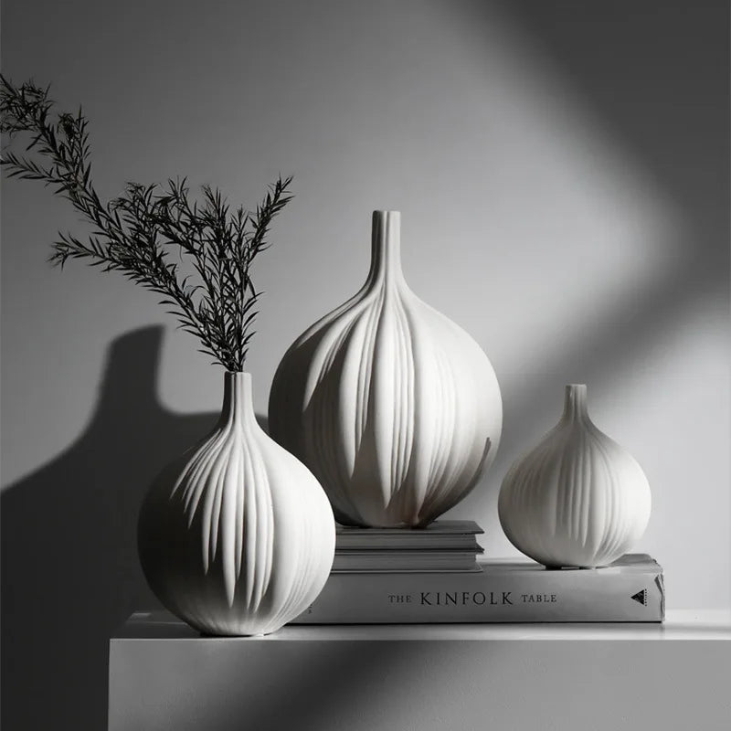 🏺 Witte Keramische Vazen Chinese Stijl - Elegante Decoratieve Beeldjes voor Kunstbloemen