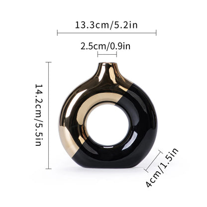 ✨ Luxe Keramische Bloemenvaas Goud - Scandinavische Plantenpot voor Woonkamer & Eettafel