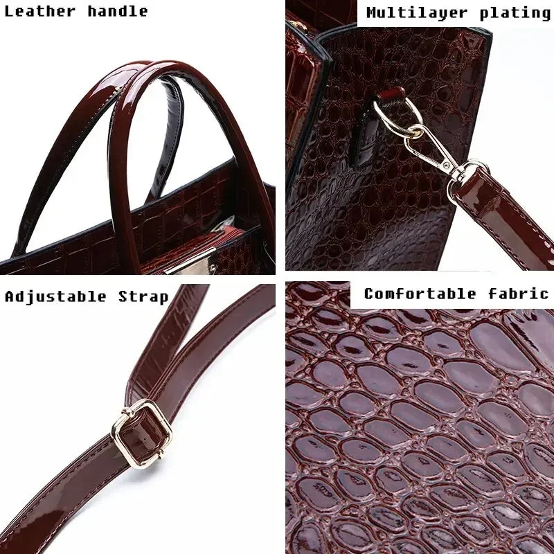 👜 Luxe Vintage Dameshandtas 34cm - Elegante Krokodillenpatroon Schoudertas