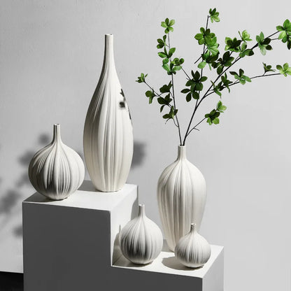🏺 Witte Keramische Vazen Chinese Stijl - Elegante Decoratieve Beeldjes voor Kunstbloemen