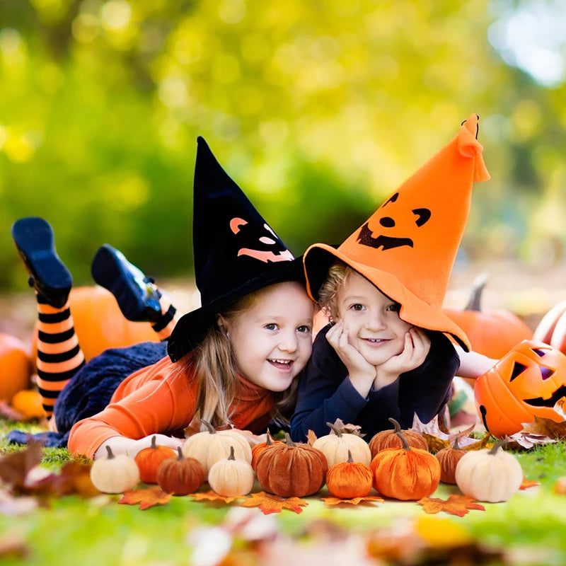 🎃 Fluwelen Pompoenen Set 9 Stuks - Kunstmatige Herfst Decoratie voor Halloween & Thanksgiving