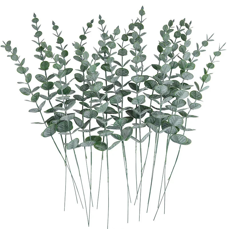 🌿 Kunstmatige Eucalyptus Takken 10 Stuks - Groene Bladeren voor Bruiloft & Huis Decoratie