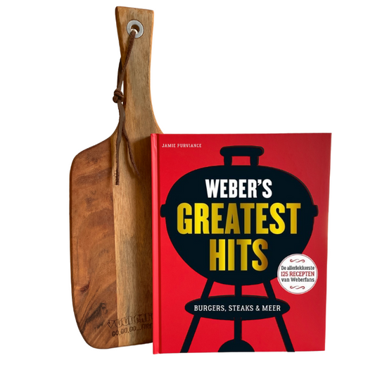 🪵 Vuur&Rook Acacia Serveerplank 42cm + Weber Boek